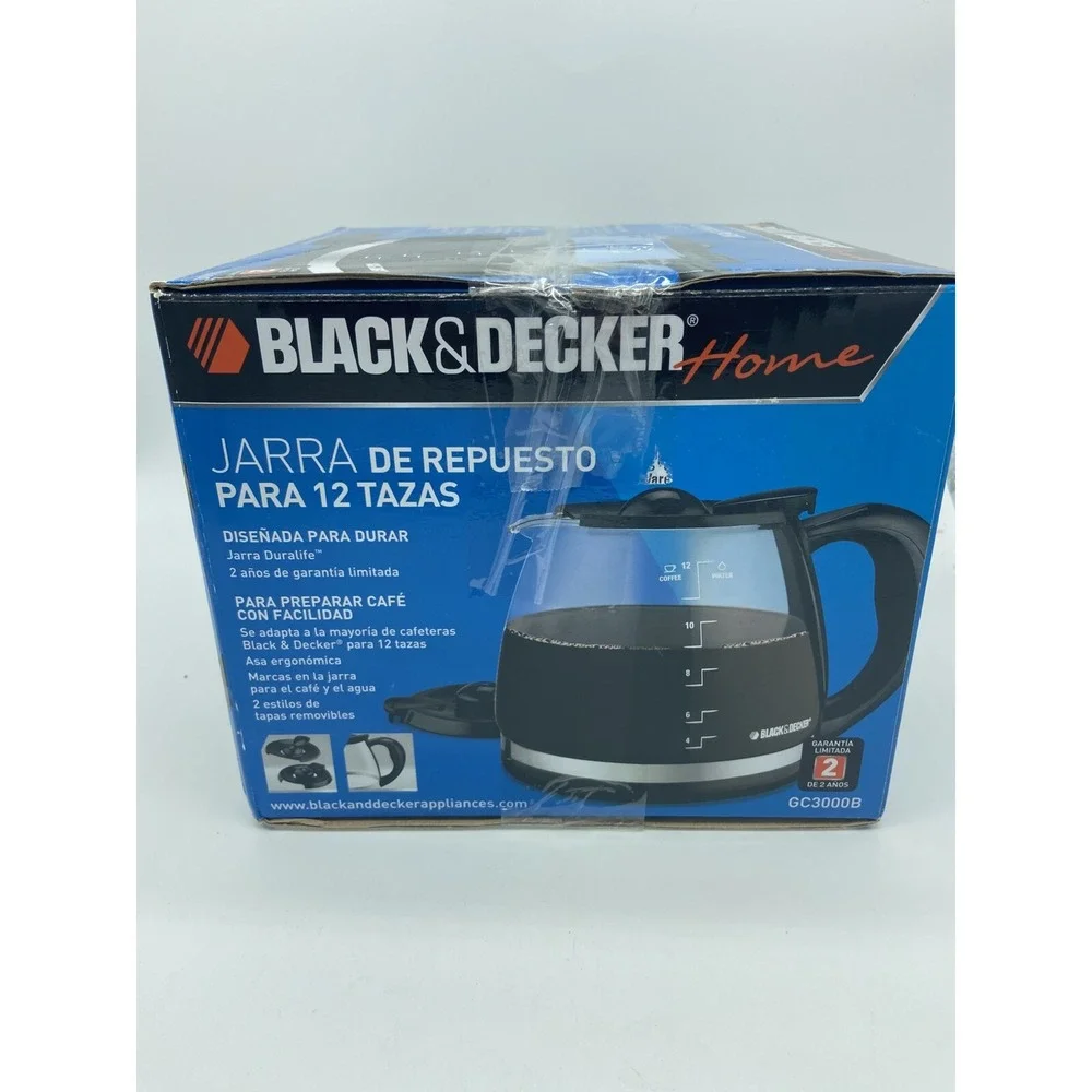 Black & Decker 12-Cup Replacement Carafe GC3000B Black Lid Duralife Coffee Pot